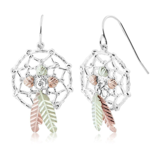 Sterling silver dreamcatcher dangle earrings by Mt. Rushmore Black Hills Gold