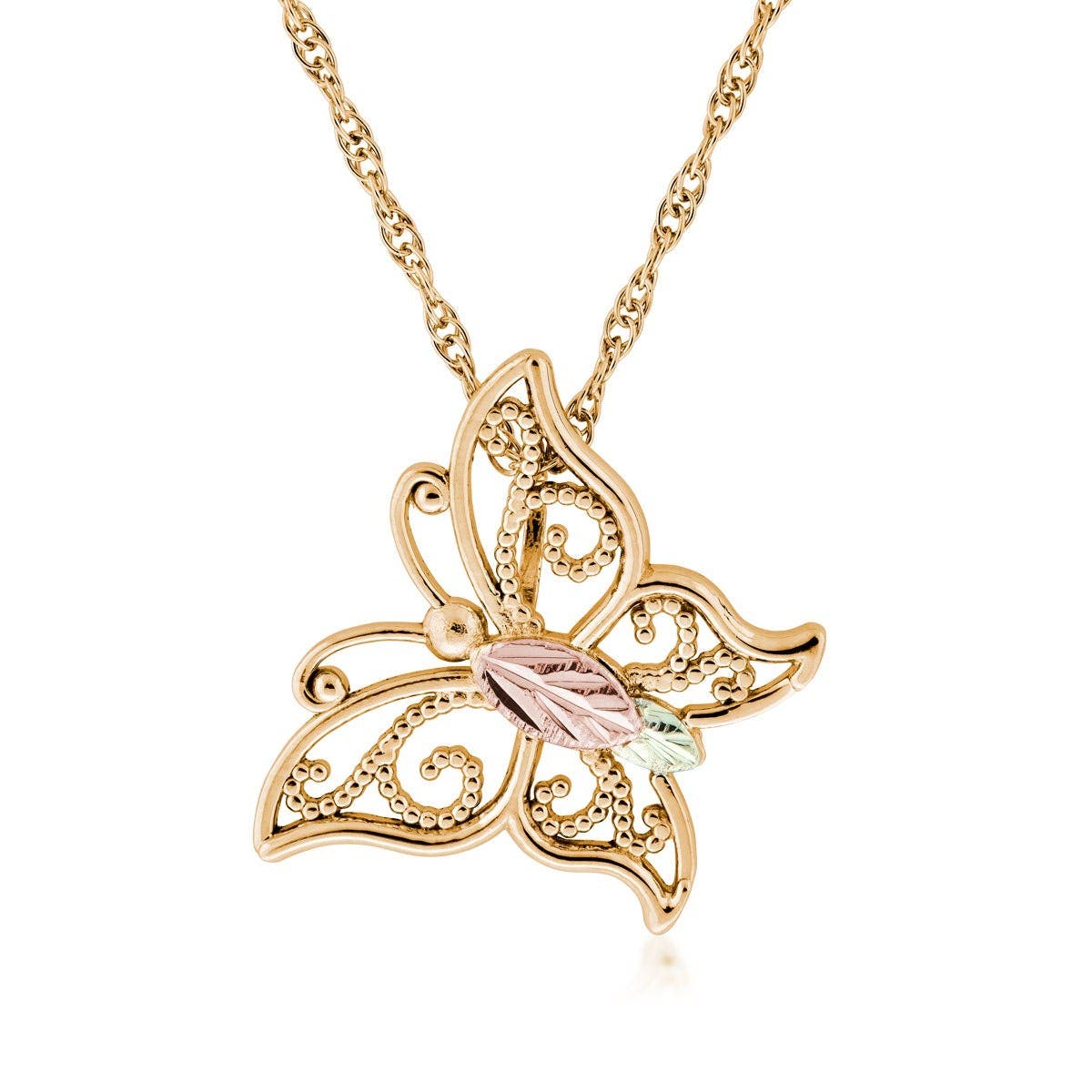 10K yellow gold open milgrain butterfly pendant by Mt. Rushmore Black Hills Gold