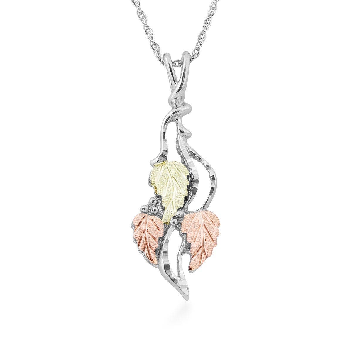 Sterling silver diamond cut elongated grapevine cluster pendant by Mt. Rushmore Black Hills Gold