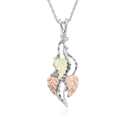 Sterling silver diamond cut elongated grapevine cluster pendant by Mt. Rushmore Black Hills Gold