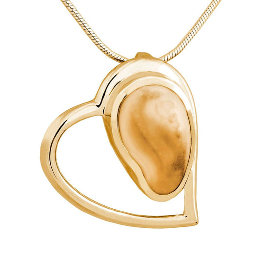 14K yellow gold women's elk ivory heart necklace