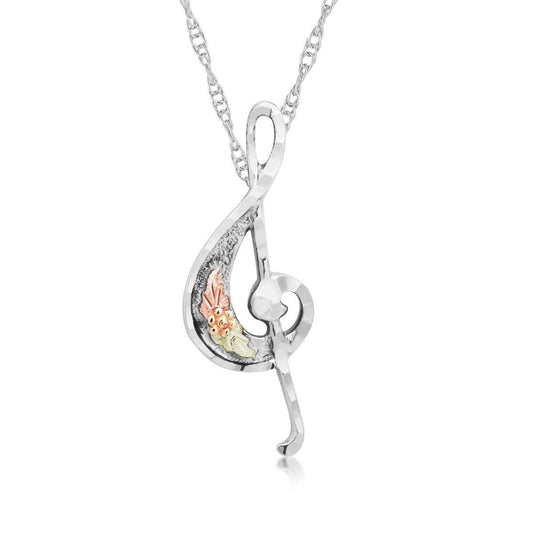 Sterling silver diamond cut treble clef pendant by Mt. Rushmore Black Hills Gold