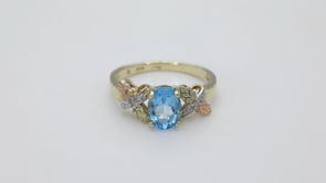 10K yellow gold oval blue topaz and diamond accent ring by Mt. Rushmore Black Hills Gold, product video