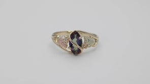 10K yellow gold marquise mystic fire topaz double leaf and grapevine ring by Mt. Rushmore Black Hills Gold, product video