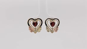10K yellow gold garnet milgrain double heart earrings by Mt. Rushmore Black Hills Gold, product video