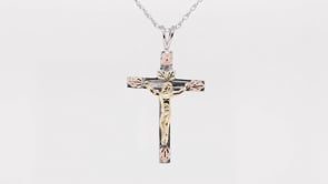Sterling silver and 10K yellow gold crucifix pendant by Mt. Rushmore Black Hills Gold, product video