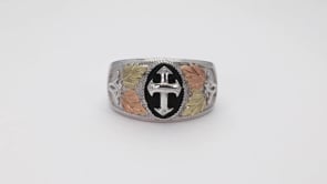 Sterling silver men's antiqued cross ring by Mt. Rushmore Black Hills Gold, product video