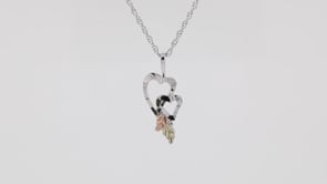 Sterling silver diamond cut double heart and hanging leaf pendant by Mt. Rushmore Black Hills Gold, product video