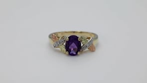 10K yellow gold oval amethyst and diamond accent ring by Mt. Rushmore Black Hills Gold, product video