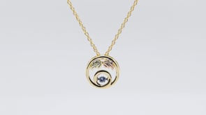 10K yellow gold round Yogo sapphire circle pendant with Black Hills Gold detailing, product video
